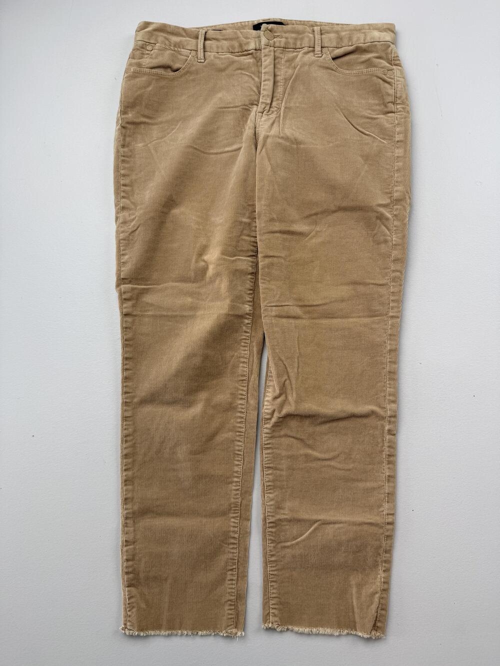 Talbots Pants Womens 8 Beige Corduroy Slim Ankle Frayed Hem Five Pocket Casual